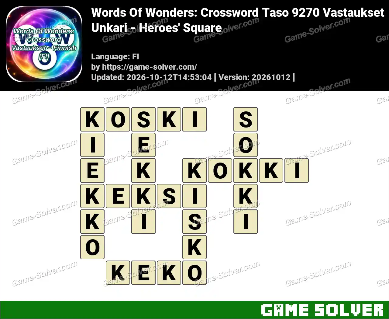 Words Of Wonders: Crossword Taso 9270 Vastaukset – Unkari – Heroes’ Square